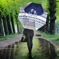 Vatican Christmas Umbrella with Holy Family Nativity Scene Snowflake Pattern and Starry Night - Wonder Print Shop