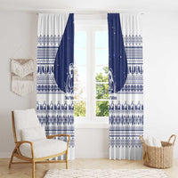 Vatican Christmas Window Curtain with Holy Family Nativity Scene Snowflake Pattern and Starry Night - Wonder Print Shop