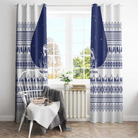 Vatican Christmas Window Curtain with Holy Family Nativity Scene Snowflake Pattern and Starry Night - Wonder Print Shop