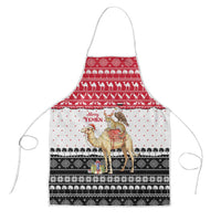Yemen Christmas Apron with Camel Leopard Falcon Red Black White Snowflake - Wonder Print Shop