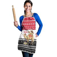 Yemen Christmas Apron with Camel Leopard Falcon Red Black White Snowflake - Wonder Print Shop