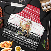 Yemen Christmas Apron with Camel Leopard Falcon Red Black White Snowflake - Wonder Print Shop
