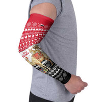 Yemen Christmas Arm Sleeves with Camel Leopard Falcon Red Black White Snowflake - Wonder Print Shop