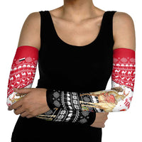 Yemen Christmas Arm Sleeves with Camel Leopard Falcon Red Black White Snowflake - Wonder Print Shop