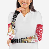 Yemen Christmas Arm Sleeves with Camel Leopard Falcon Red Black White Snowflake - Wonder Print Shop