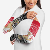 Yemen Christmas Arm Sleeves with Camel Leopard Falcon Red Black White Snowflake - Wonder Print Shop
