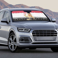 Yemen Christmas Auto Sun Shade with Camel Leopard Falcon Red Black White Snowflake - Wonder Print Shop