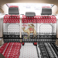 Yemen Christmas Back Car Seat Cover with Camel Leopard Falcon Red Black White Snowflake - Wonder Print Shop