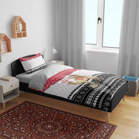 Yemen Christmas Bedding Set with Camel Leopard Falcon Red Black White Snowflake - Wonder Print Shop