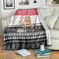 Yemen Christmas Blanket with Camel Leopard Falcon Red Black White Snowflake - Wonder Print Shop