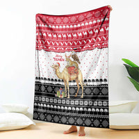 Yemen Christmas Blanket with Camel Leopard Falcon Red Black White Snowflake - Wonder Print Shop