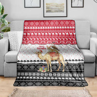 Yemen Christmas Blanket with Camel Leopard Falcon Red Black White Snowflake - Wonder Print Shop