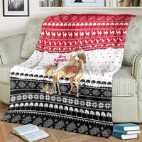 Yemen Christmas Blanket with Camel Leopard Falcon Red Black White Snowflake - Wonder Print Shop