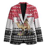 Yemen Christmas Blazer with Camel Leopard Falcon Red Black White Snowflake - Wonder Print Shop