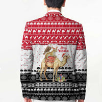 Yemen Christmas Blazer with Camel Leopard Falcon Red Black White Snowflake - Wonder Print Shop