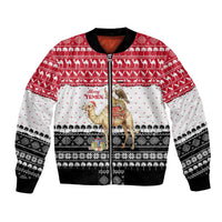 Yemen Christmas Bomber Jacket with Camel Leopard Falcon Red Black White Snowflake - Wonder Print Shop