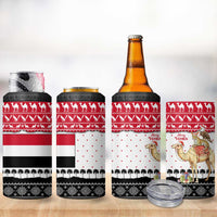Yemen Christmas 4 in 1 Can Cooler Tumbler with Camel Leopard Falcon Red Black White Snowflake - Wonder Print Shop