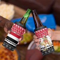 Yemen Christmas 4 in 1 Can Cooler Tumbler with Camel Leopard Falcon Red Black White Snowflake - Wonder Print Shop