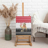 Yemen Christmas Canvas Wall Art with Camel Leopard Falcon Red Black White Snowflake - undefined