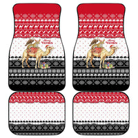 Yemen Christmas Car Mats with Camel Leopard Falcon Red Black White Snowflake - Wonder Print Shop