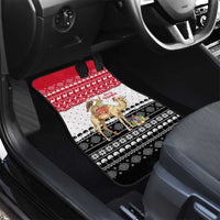 Yemen Christmas Car Mats with Camel Leopard Falcon Red Black White Snowflake - Wonder Print Shop