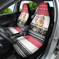 Yemen Christmas Car Seat Cover with Camel Leopard Falcon Red Black White Snowflake - Wonder Print Shop