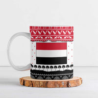 Yemen Christmas Ceramic Mug with Camel Leopard Falcon Red Black White Snowflake - Wonder Print Shop