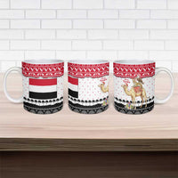 Yemen Christmas Ceramic Mug with Camel Leopard Falcon Red Black White Snowflake - Wonder Print Shop