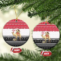 Yemen Christmas Ceramic Ornament with Camel Leopard Falcon Red Black White Snowflake - Wonder Print Shop