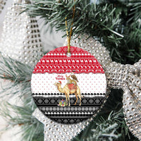 Yemen Christmas Ceramic Ornament with Camel Leopard Falcon Red Black White Snowflake - Wonder Print Shop