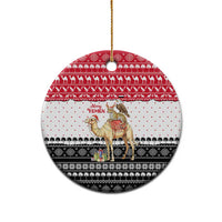 Yemen Christmas Ceramic Ornament with Camel Leopard Falcon Red Black White Snowflake - Wonder Print Shop