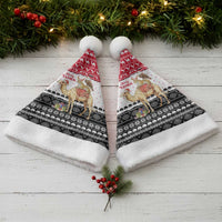 Yemen Christmas Santa Hat with Camel Leopard Falcon Red Black White Snowflake - Wonder Print Shop