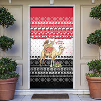 Yemen Christmas Door Cover with Camel Leopard Falcon Red Black White Snowflake - Wonder Print Shop