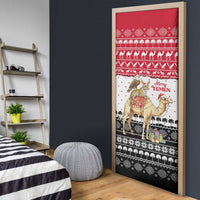 Yemen Christmas Door Cover with Camel Leopard Falcon Red Black White Snowflake - Wonder Print Shop
