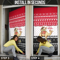 Yemen Christmas Door Cover with Camel Leopard Falcon Red Black White Snowflake - Wonder Print Shop