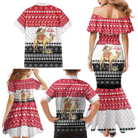 Yemen Christmas Family Matching Mermaid Dress and Hawaiian Shirt with Camel Leopard Falcon Red Black White Snowflake - Wonder Print Shop
