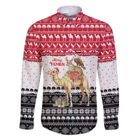 Yemen Christmas Family Matching Mermaid Dress and Hawaiian Shirt with Camel Leopard Falcon Red Black White Snowflake - Wonder Print Shop
