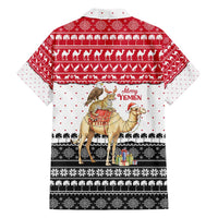 Yemen Christmas Hawaiian Shirt with Camel Leopard Falcon Red Black White Snowflake - Wonder Print Shop
