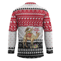 Yemen Christmas Hockey Jersey with Camel Leopard Falcon Red Black White Snowflake - Wonder Print Shop