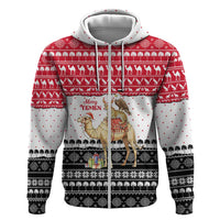 Yemen Christmas Hoodie with Camel Leopard Falcon Red Black White Snowflake - Wonder Print Shop