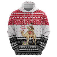 Yemen Christmas Hoodie with Camel Leopard Falcon Red Black White Snowflake - Wonder Print Shop