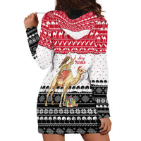 Yemen Christmas Hoodie Dress with Camel Leopard Falcon Red Black White Snowflake - Wonder Print Shop