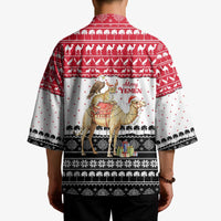 Yemen Christmas Kimono with Camel Leopard Falcon Red Black White Snowflake - Wonder Print Shop