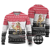 Yemen Christmas Ugly Christmas Sweater with Camel Leopard Falcon Red Black White Snowflake - Wonder Print Shop