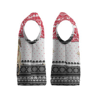 Yemen Christmas Knitted V-Neck Vest with Camel Leopard Falcon Red Black White Snowflake - Wonder Print Shop