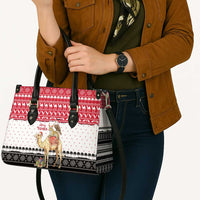 Yemen Christmas Leather Bag with Camel Leopard Falcon Red Black White Snowflake - Wonder Print Shop