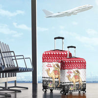 Yemen Christmas Luggage Cover with Camel Leopard Falcon Red Black White Snowflake - Wonder Print Shop