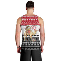 Yemen Christmas Men Tank Top with Camel Leopard Falcon Red Black White Snowflake - Wonder Print Shop