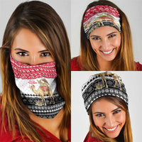 Yemen Christmas Neck Gaiter with Camel Leopard Falcon Red Black White Snowflake - Wonder Print Shop