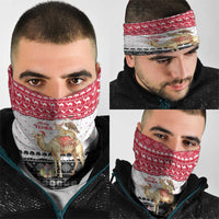 Yemen Christmas Neck Gaiter with Camel Leopard Falcon Red Black White Snowflake - Wonder Print Shop